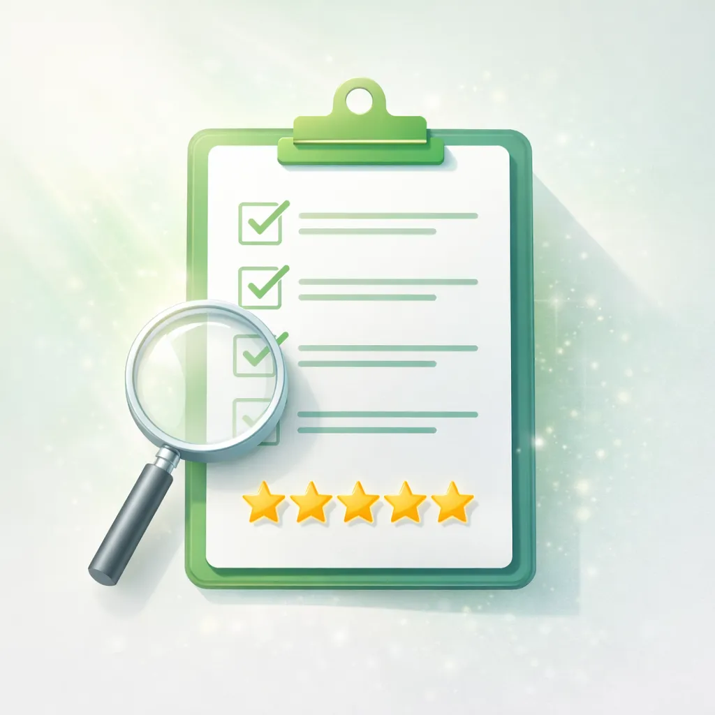Clipboard with checkmarks and star ratings representing thorough product evaluation